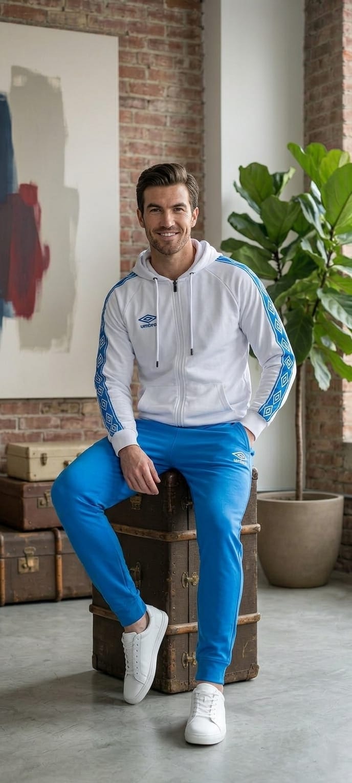 Tuta completa art Umbro bianca e celeste