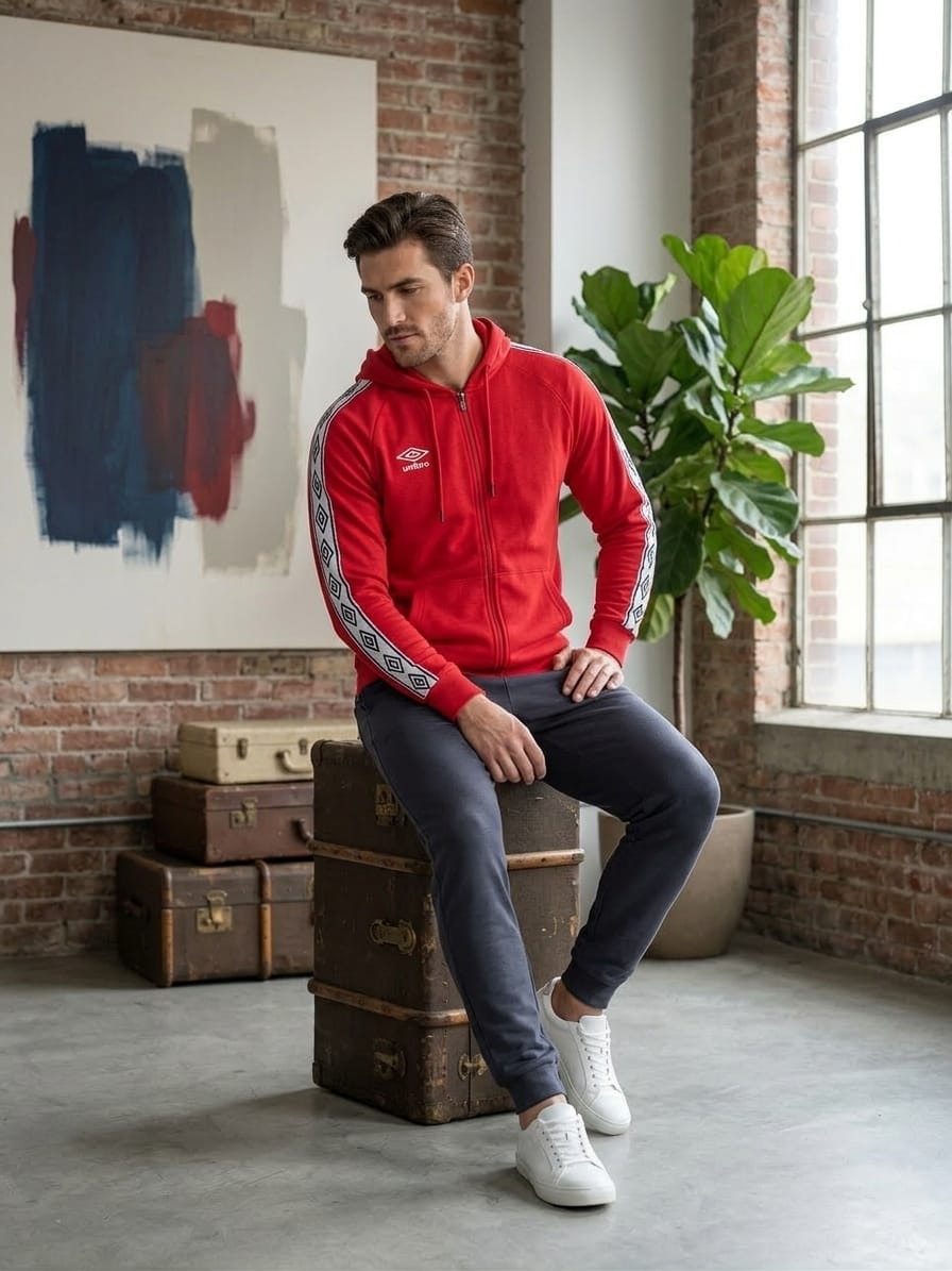 Tuta completa art Umbro rossa e blu scuro