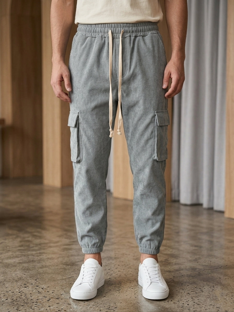 Pantalaccio cargo estivo a costine art. 211592 grigio ghiaccio