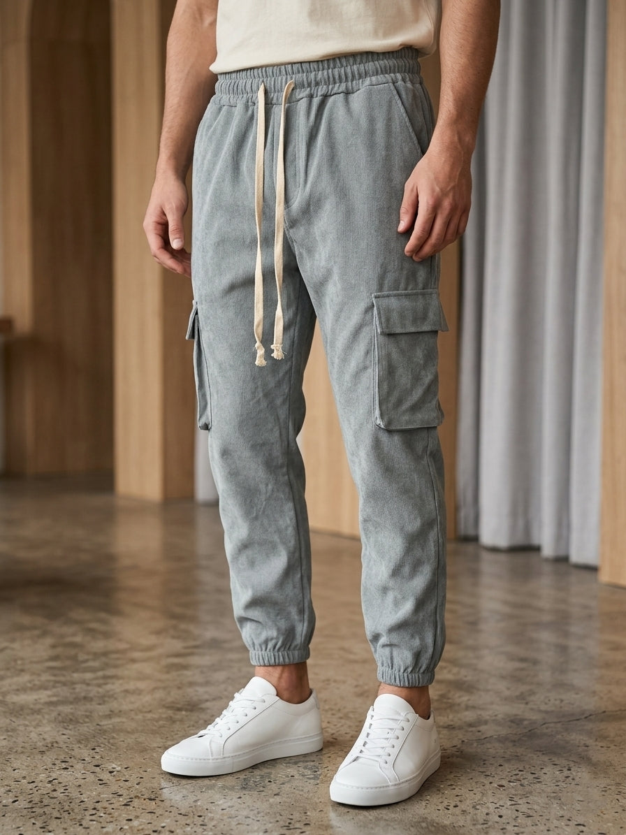 Pantalaccio cargo estivo a costine art. 211592 grigio ghiaccio