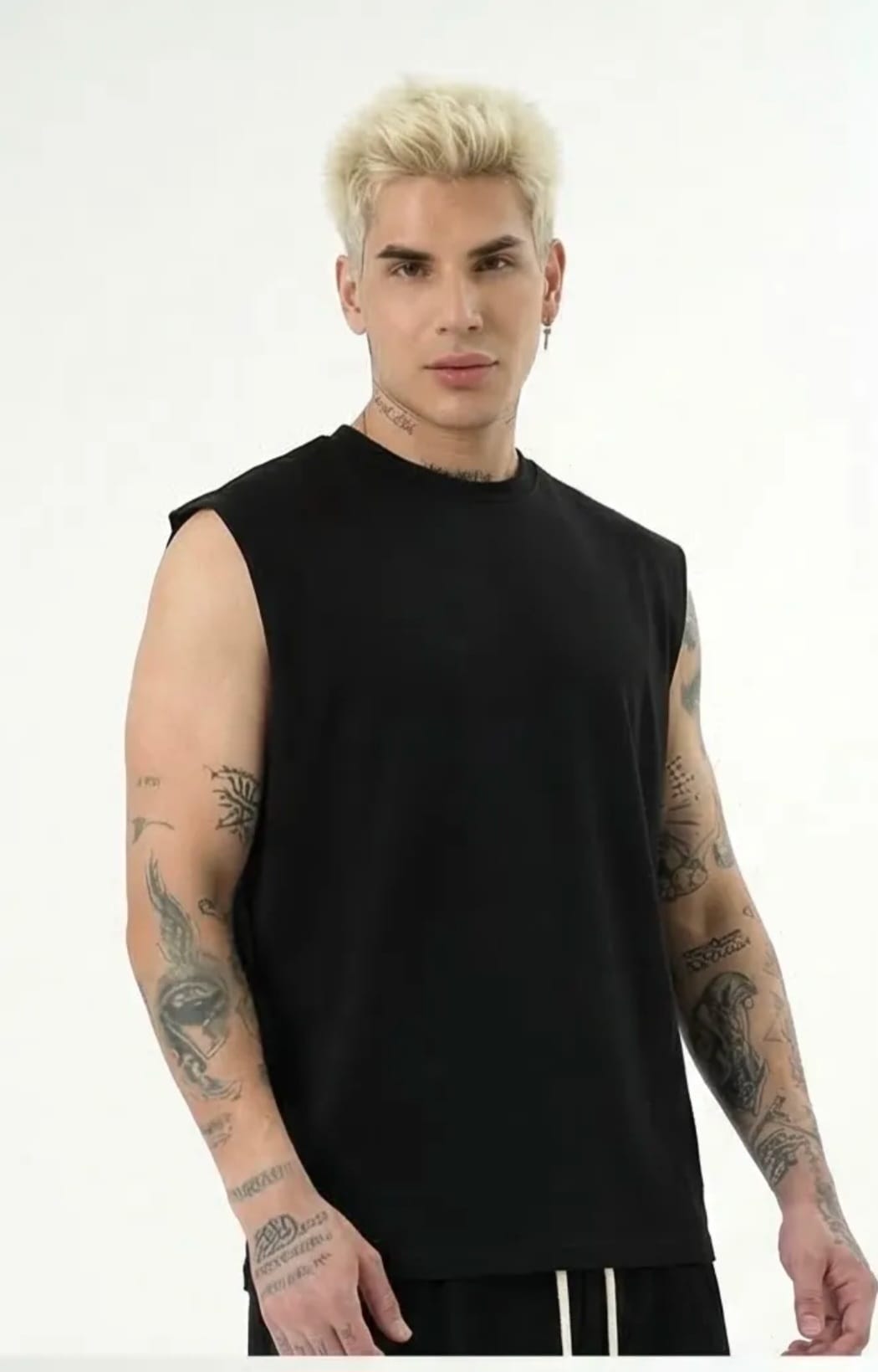 Canotta girocollo art.015325 oversize nera Duca Homme