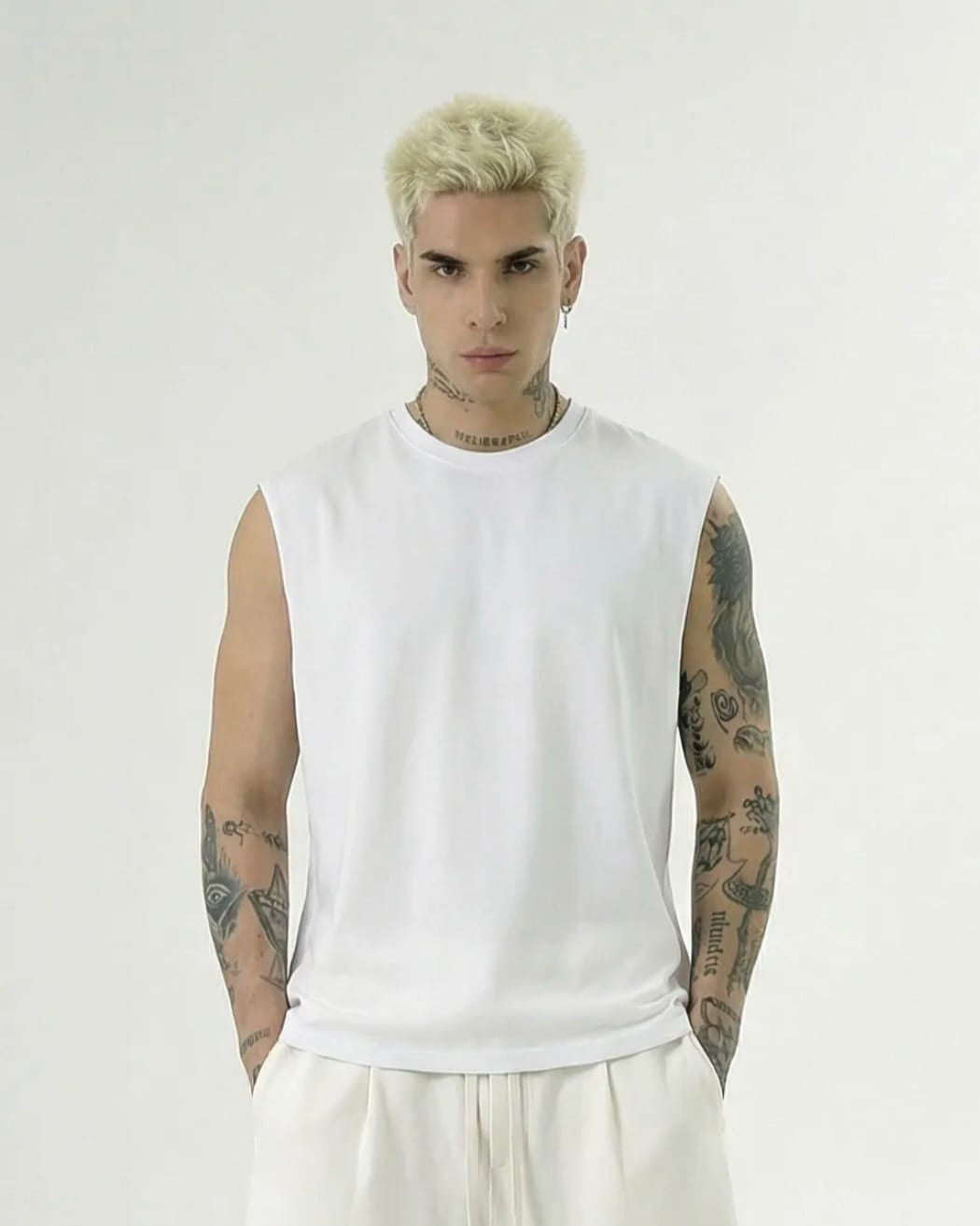 Canotta girocollo art.015325 oversize bianca Duca Homme