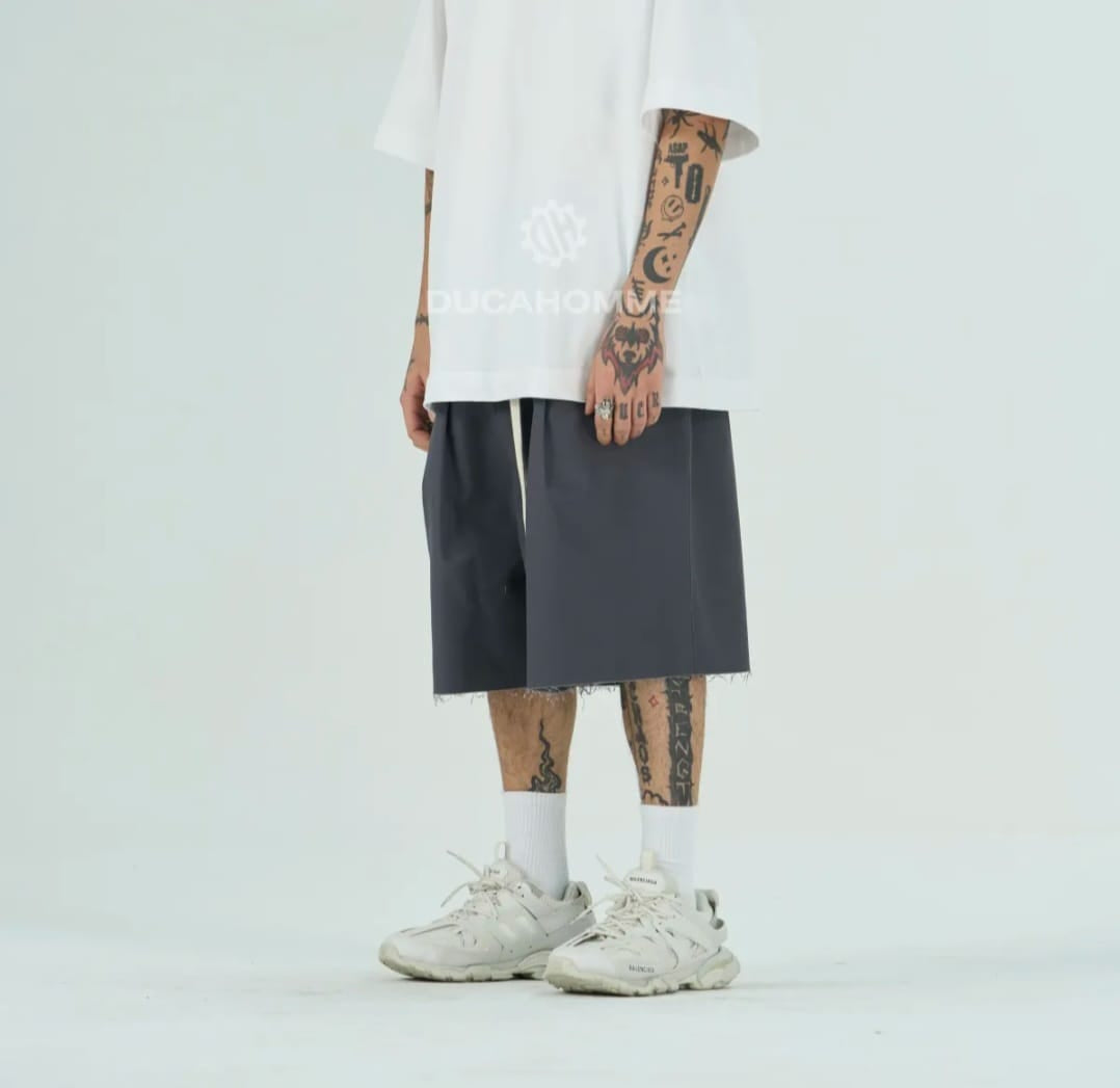 Pantaloncino taglio vivo art.82822p oversize grigio Duca Homme