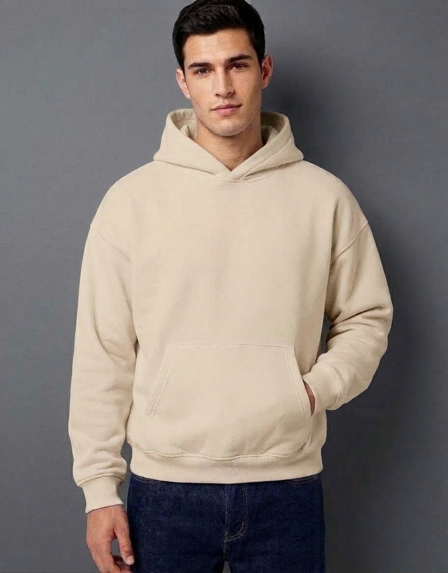 Felpa beige con cappuccio