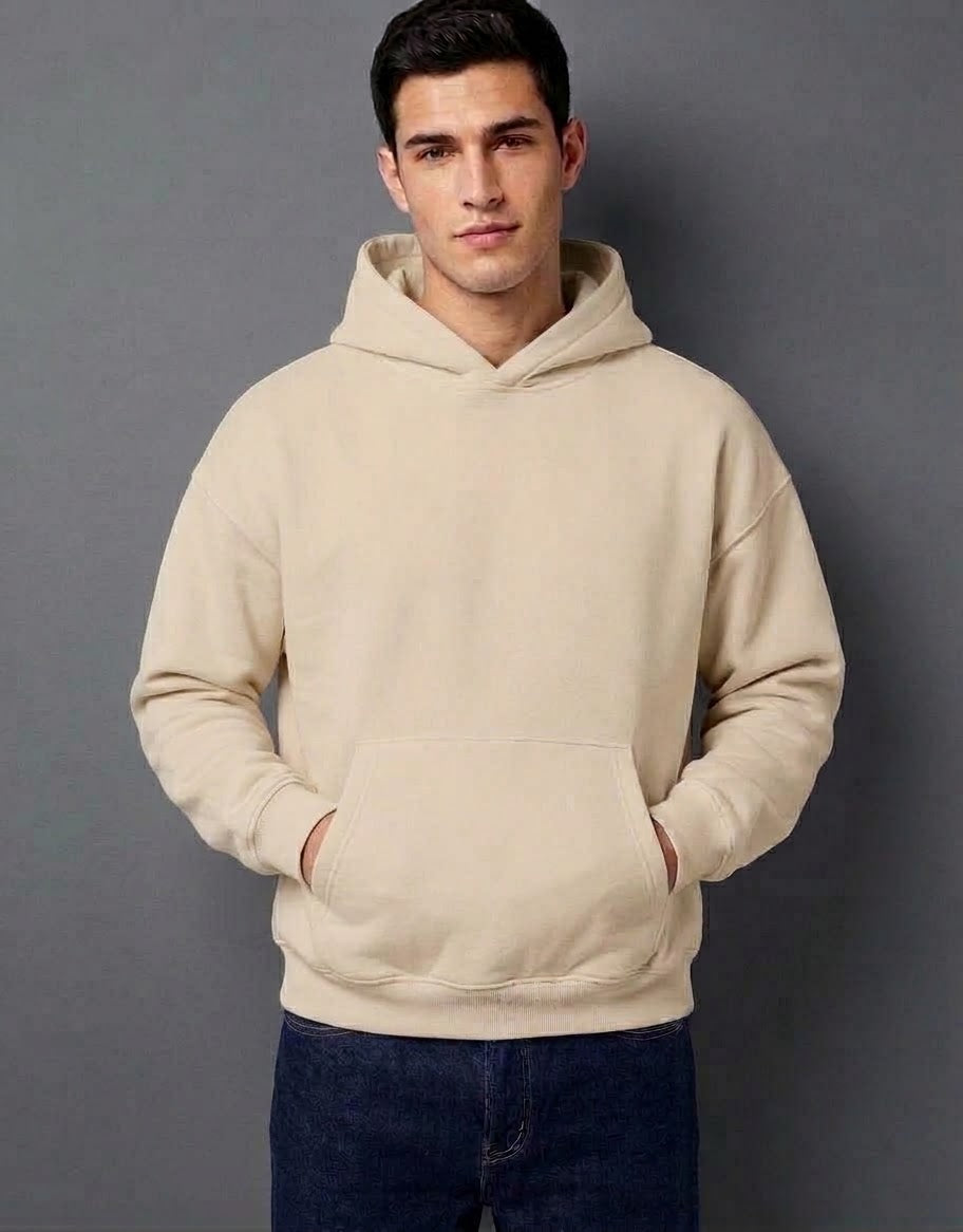Felpa beige con cappuccio