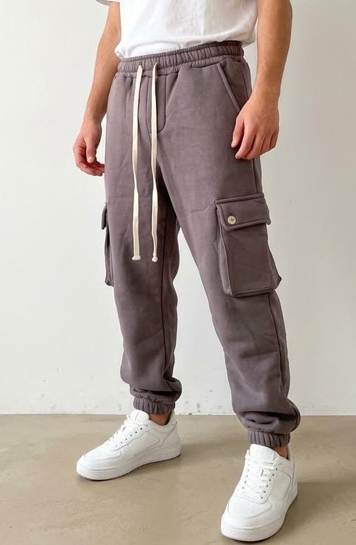 Pantalone tuta grigio scuro cargo