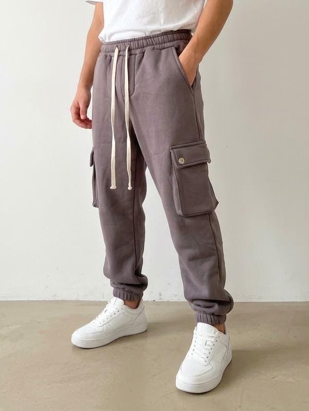 Pantalone tuta grigio scuro cargo