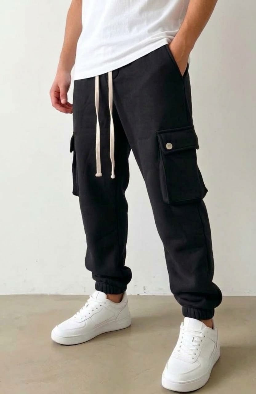 Pantalone tuta nero cargo