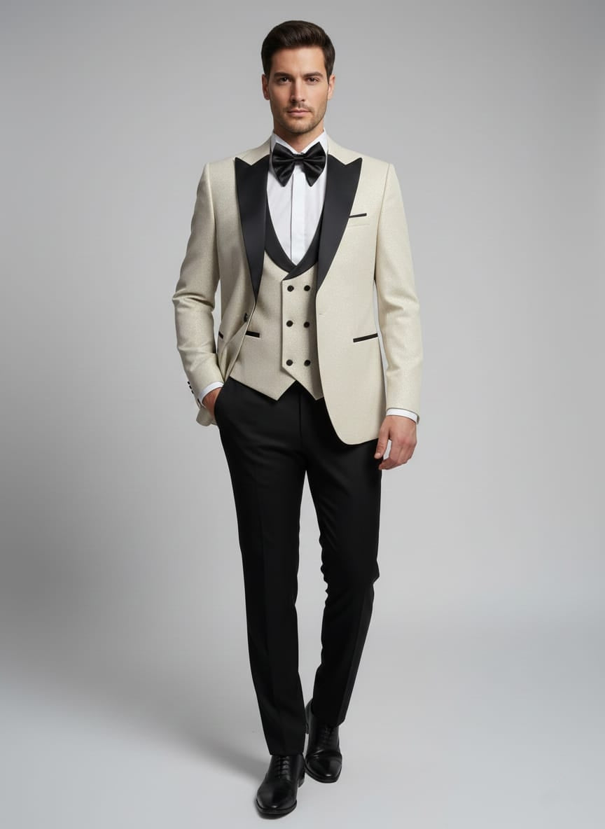 Abito completo elegante oro con brillantini