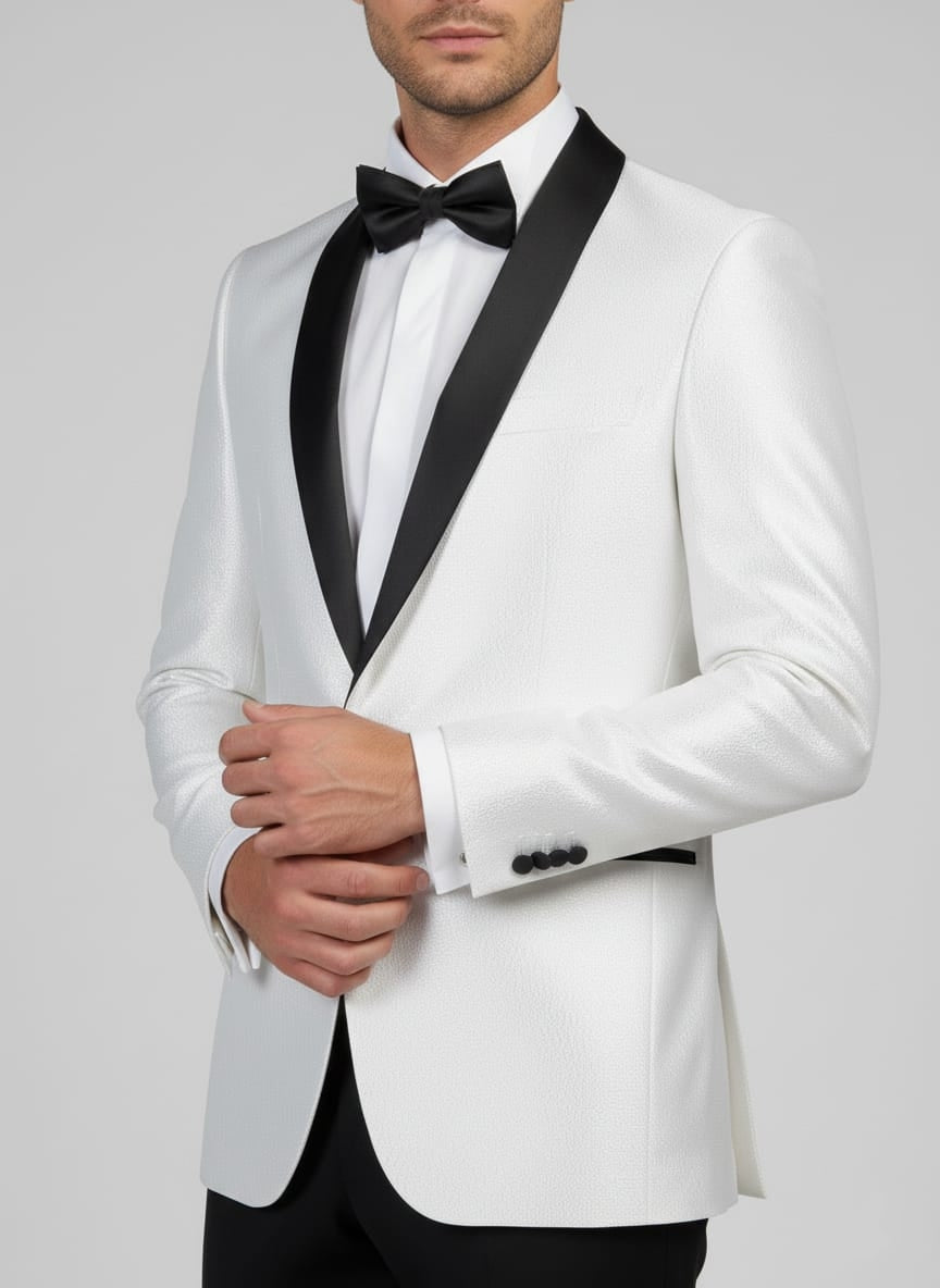 Abito completo smoking con brillantini bianco