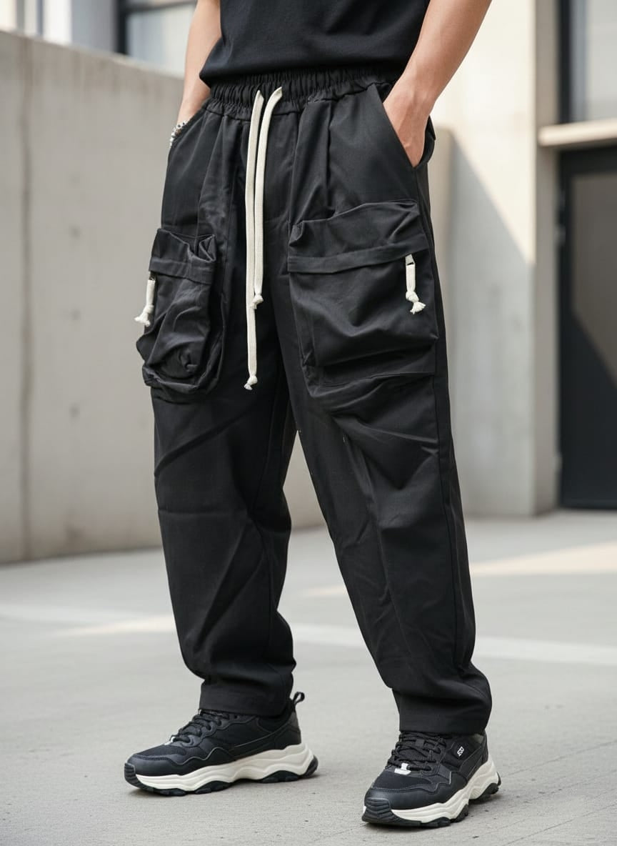 Pantalaccio baggy con tasconi frontali art 017203 nero