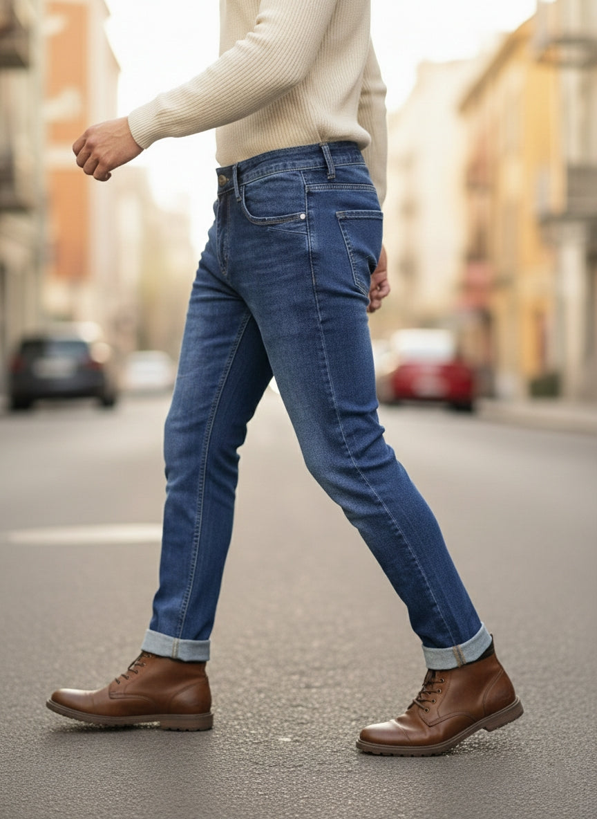 Jeans basic slim art m2688 blu scuro