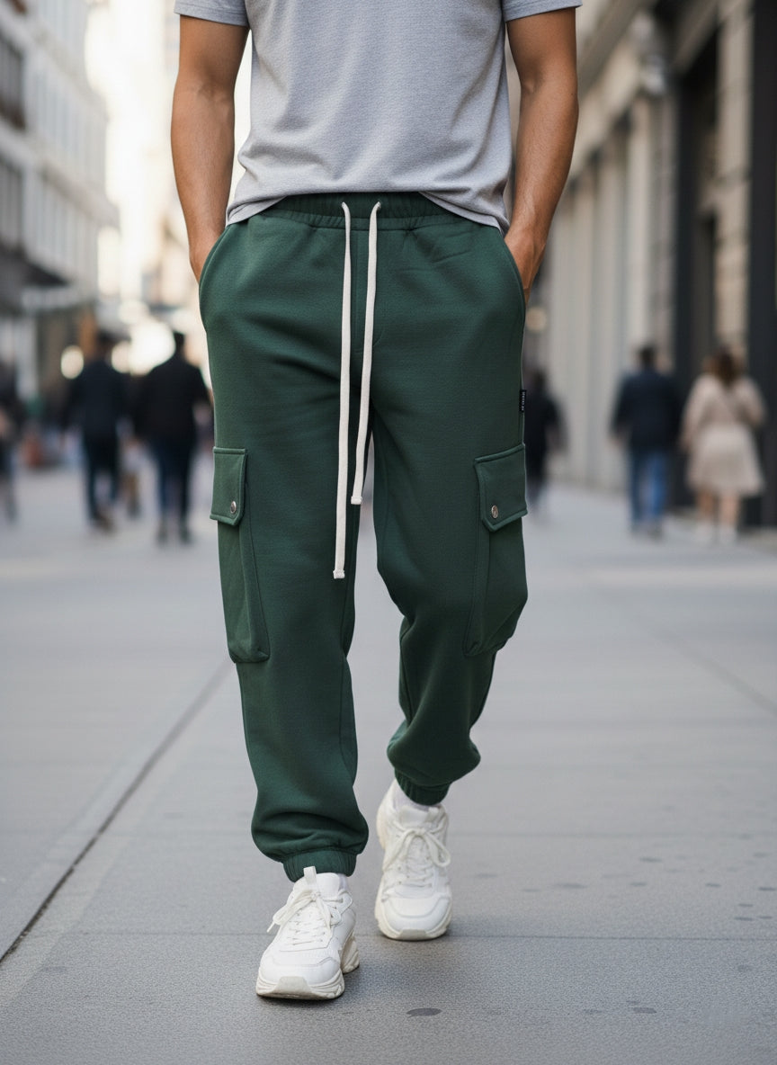 Pantalaccio tuta cargo oversize in cotone art 017301 verde