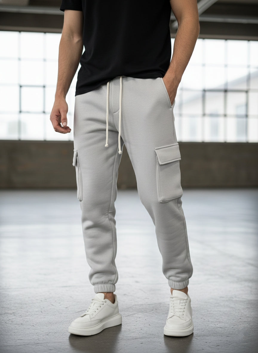 Pantalaccio cargo tinta unita duca homme grigio chiaro