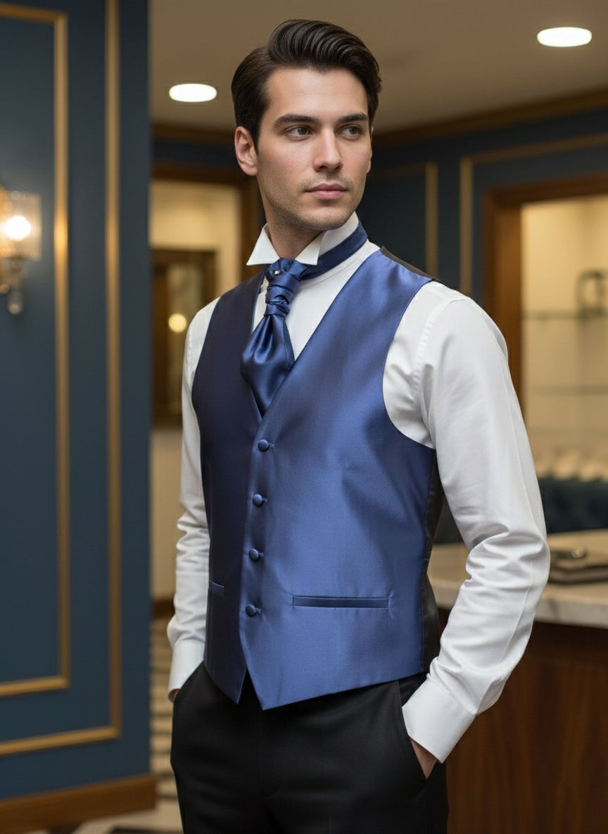 Pacchetto completo gilet blu lucido