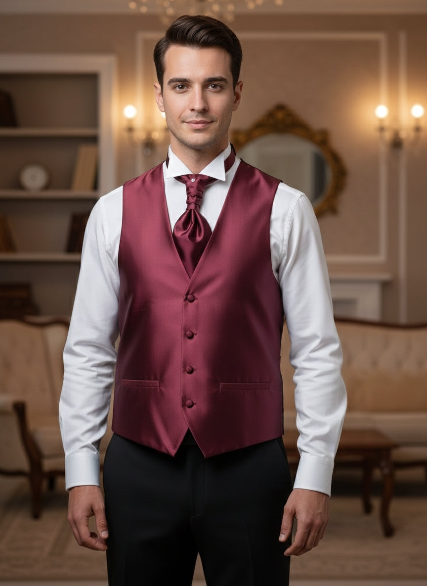 Pacchetto completo gilet bordeaux tinta unita