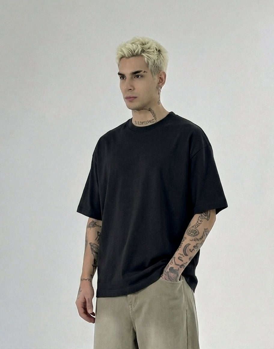 T-shirt girocollo art.l814901 oversize nera Duca Homme