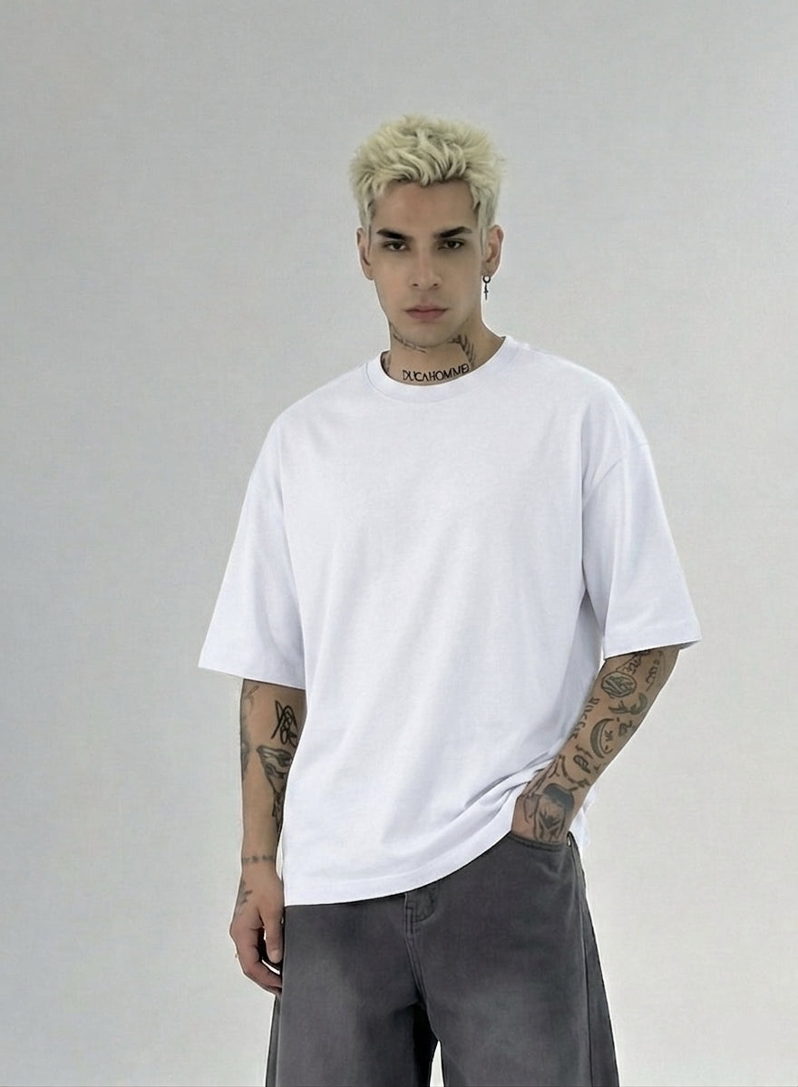 T-shirt girocollo art.l814901 oversize bianca Duca Homme