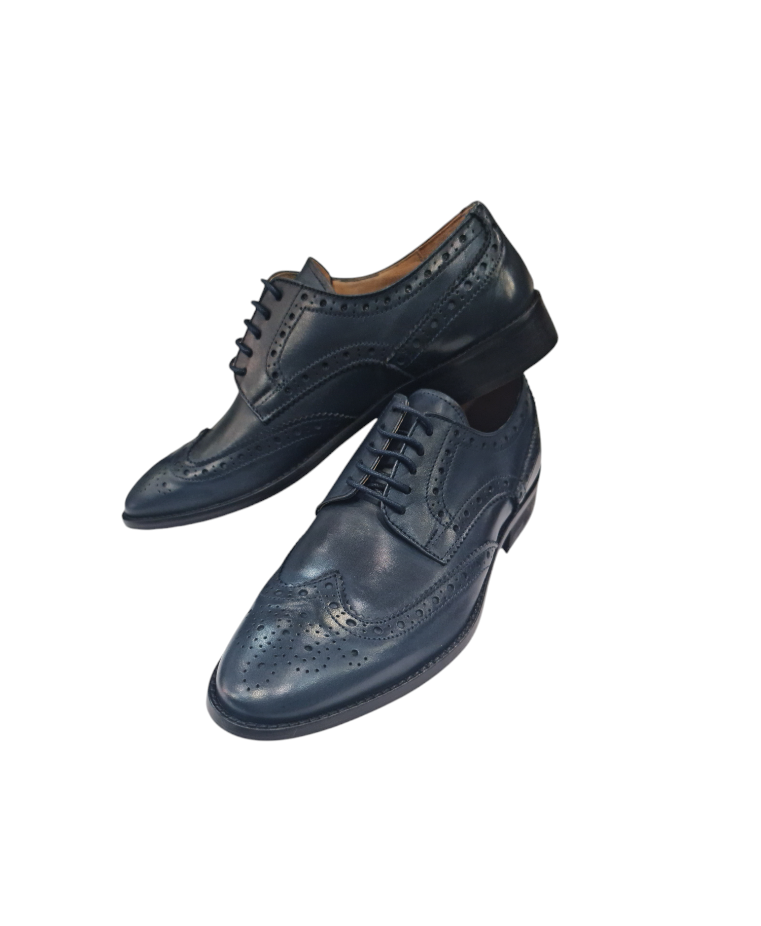 Scarpe eleganti in vero cuoio art derby blu scuro
