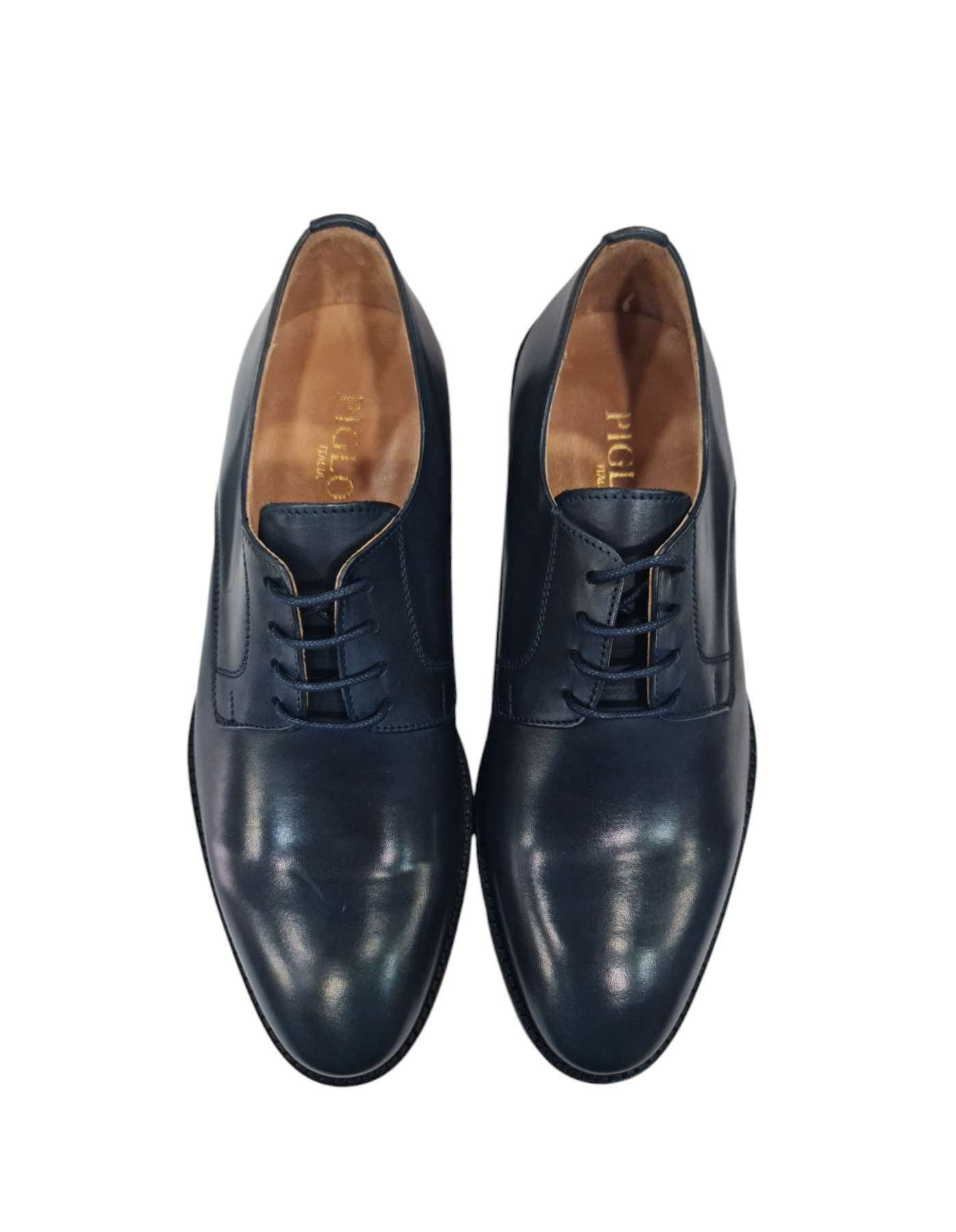 Scarpe eleganti in vero cuoio art francesina blu scura