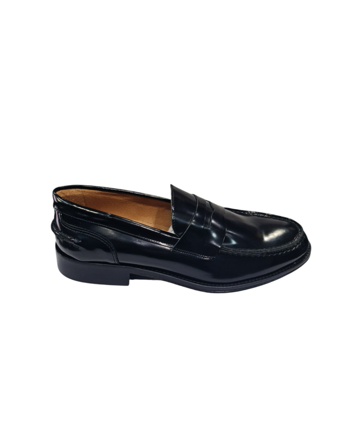 Mocassino elegante in vero cuoio art nero lucido