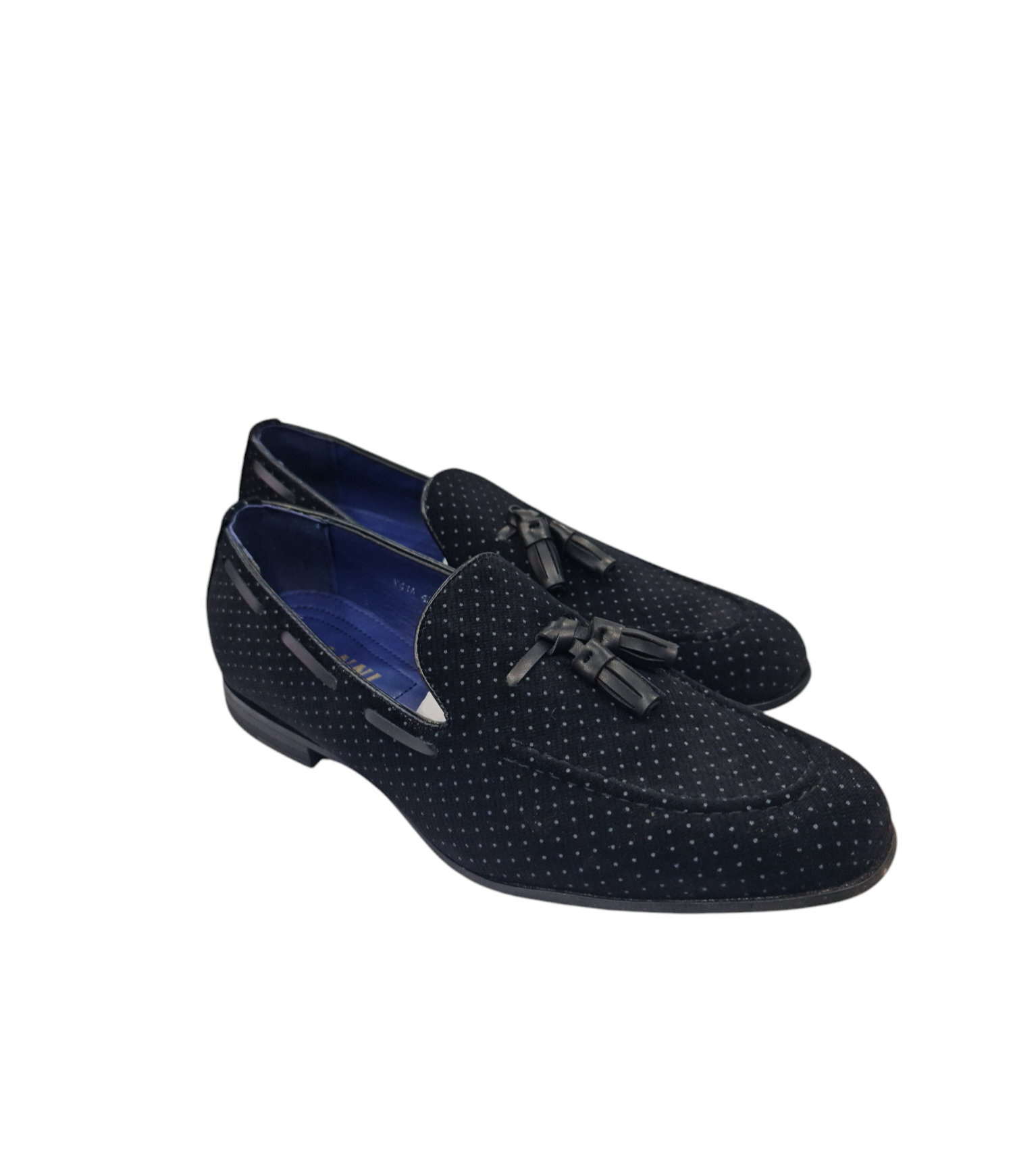 Mocassino elegante con nappine art vellutato a pois nero