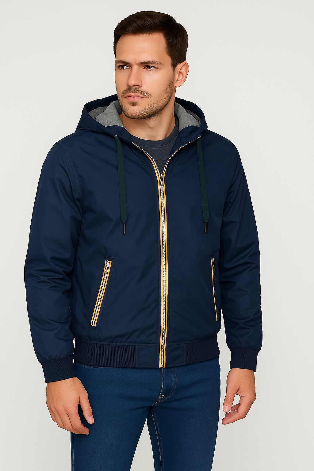 Giacchetto modello k-way blu scuro acetato