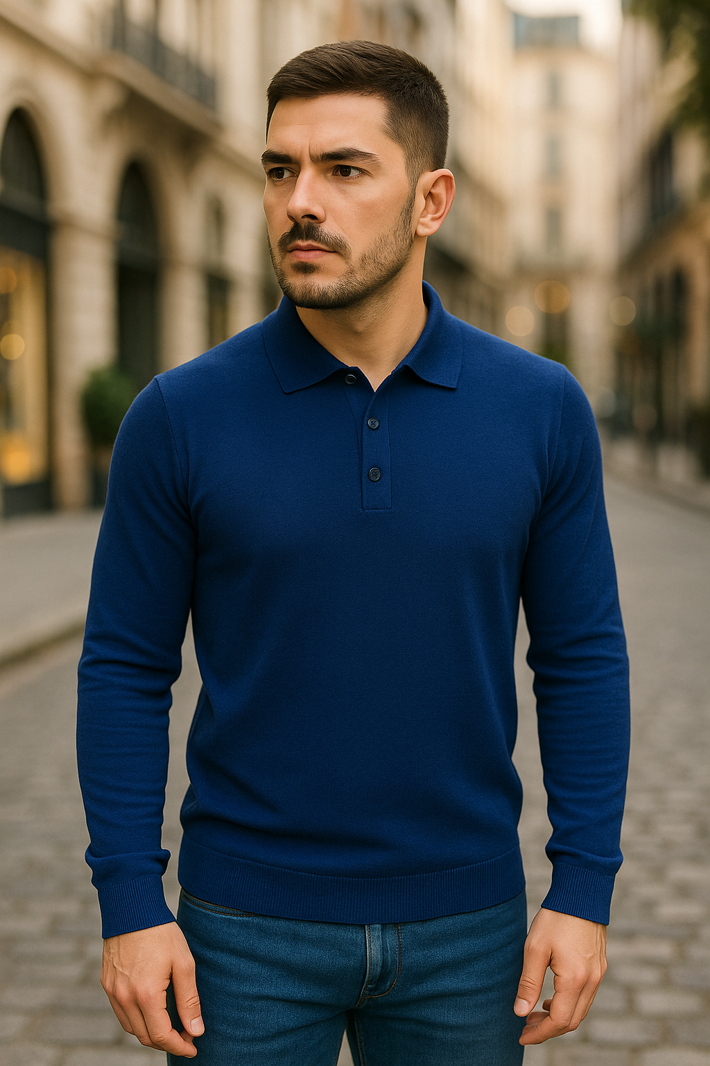 Maglia modello polo azzurra