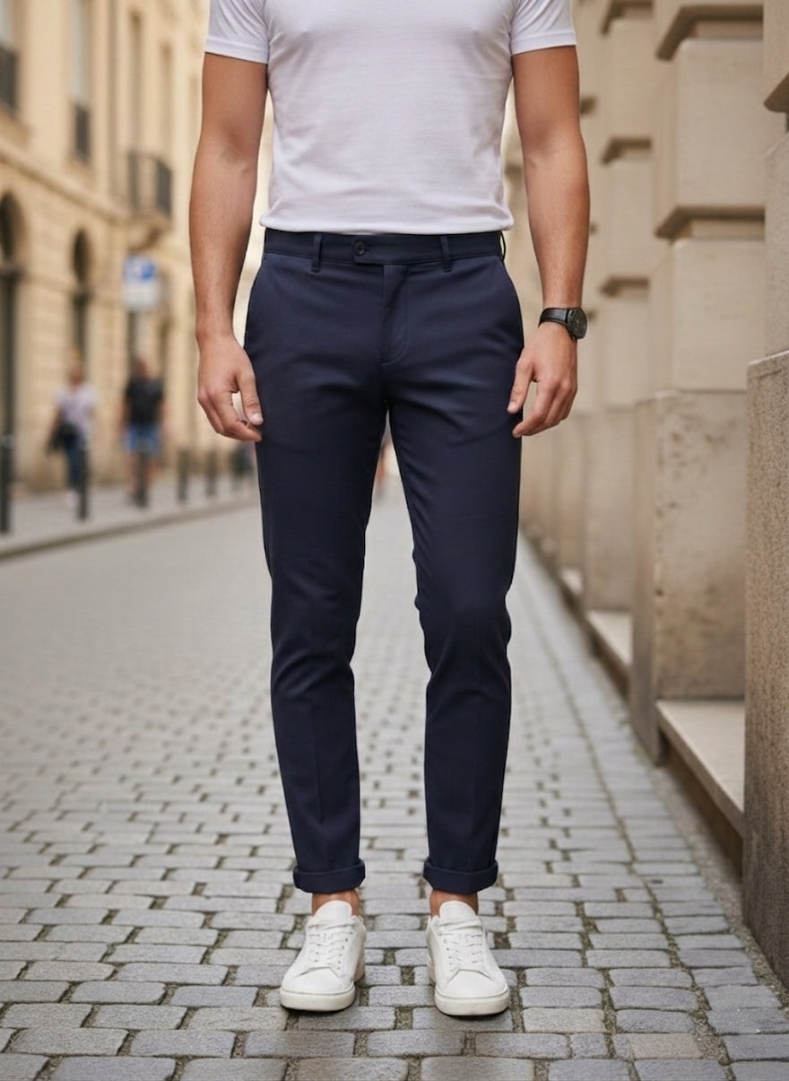 Pantalone elegante capri art 8095 blu