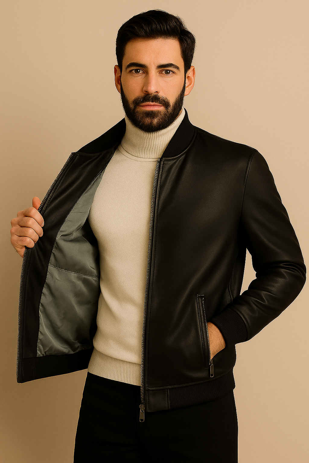 Giubbino ecopelle nero