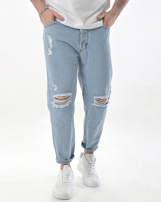 Jeans loose fit con strappi sulle ginocchia nm220