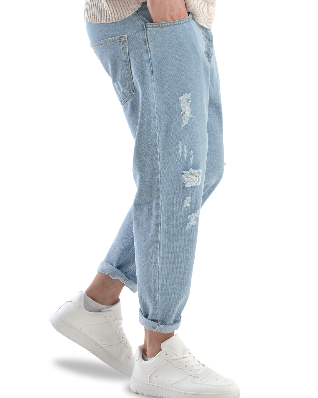 Jeans loose fit chiari con strappi mrc 03