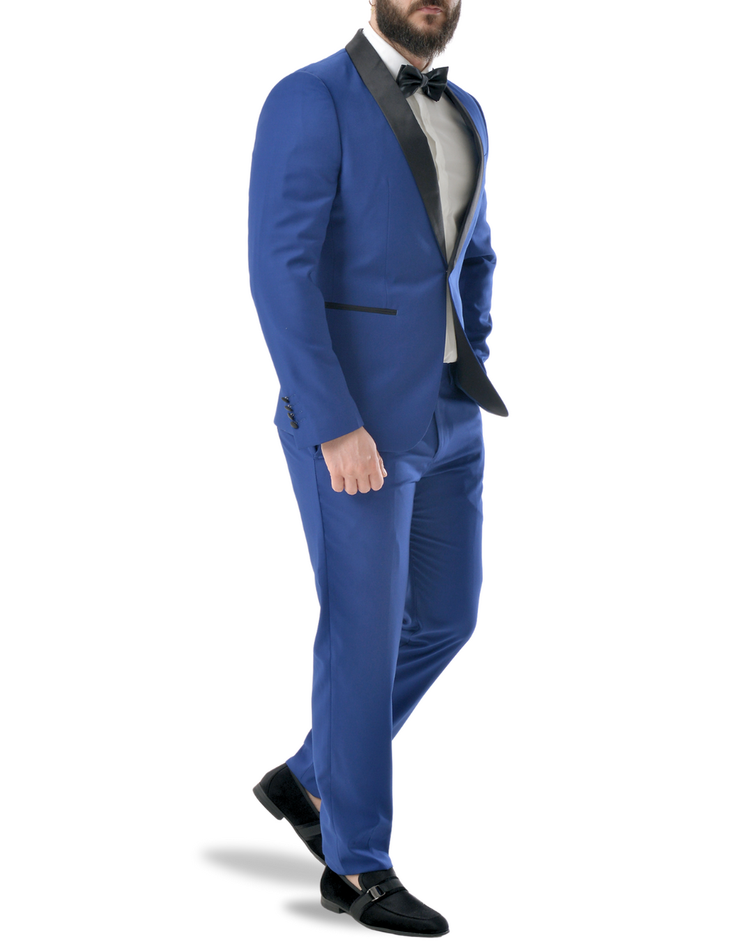 Abito completo giacca e pantalone azzurro elettrico