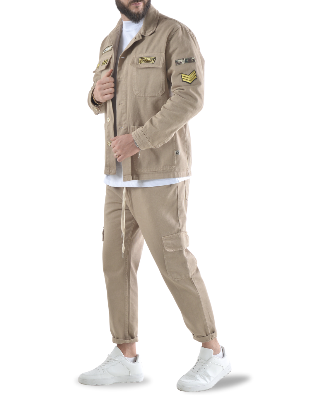 Completo camicione e pantalaccio con tascone u.s. army beige