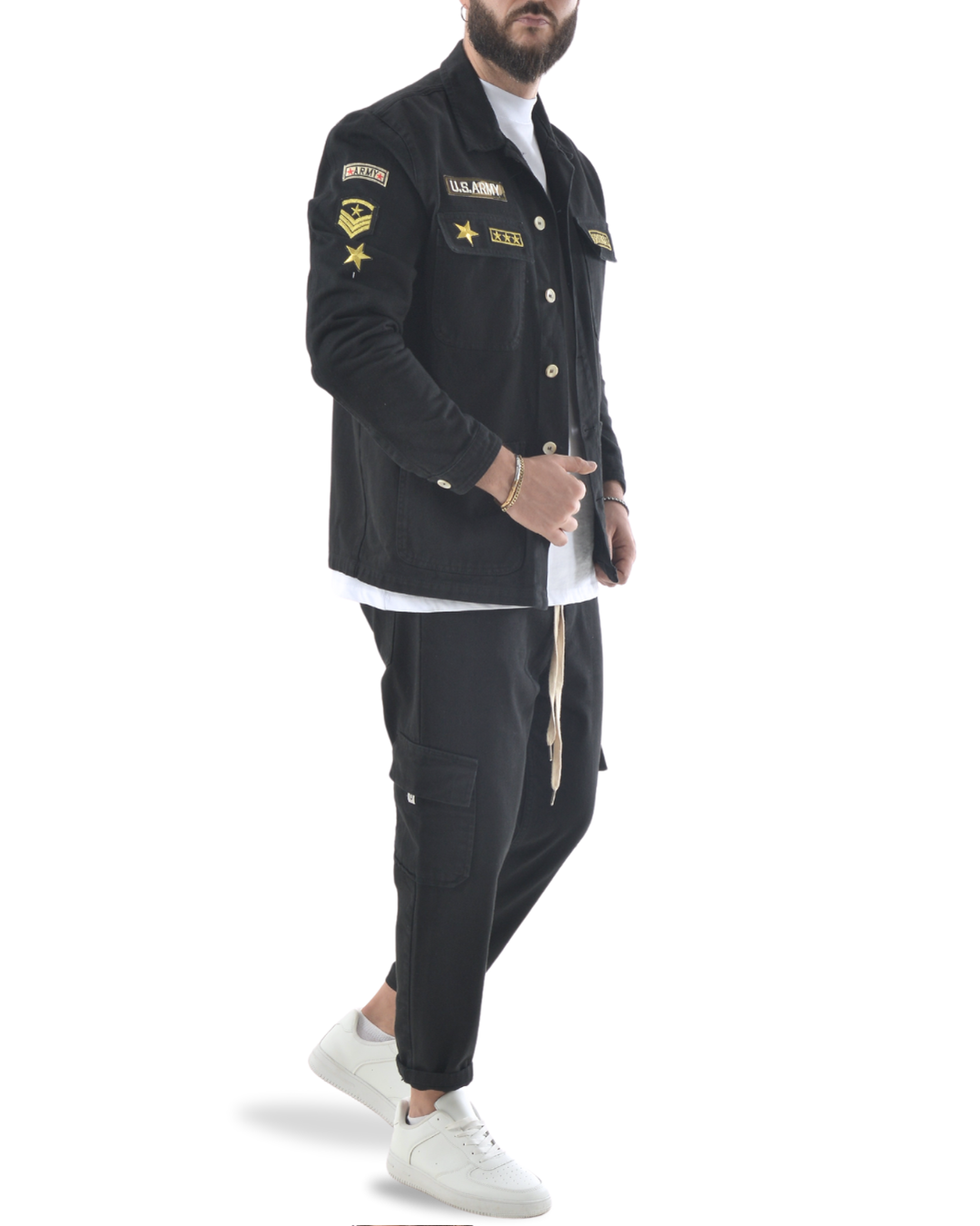 Completo camicione e pantalaccio con tascone u.s. army nero