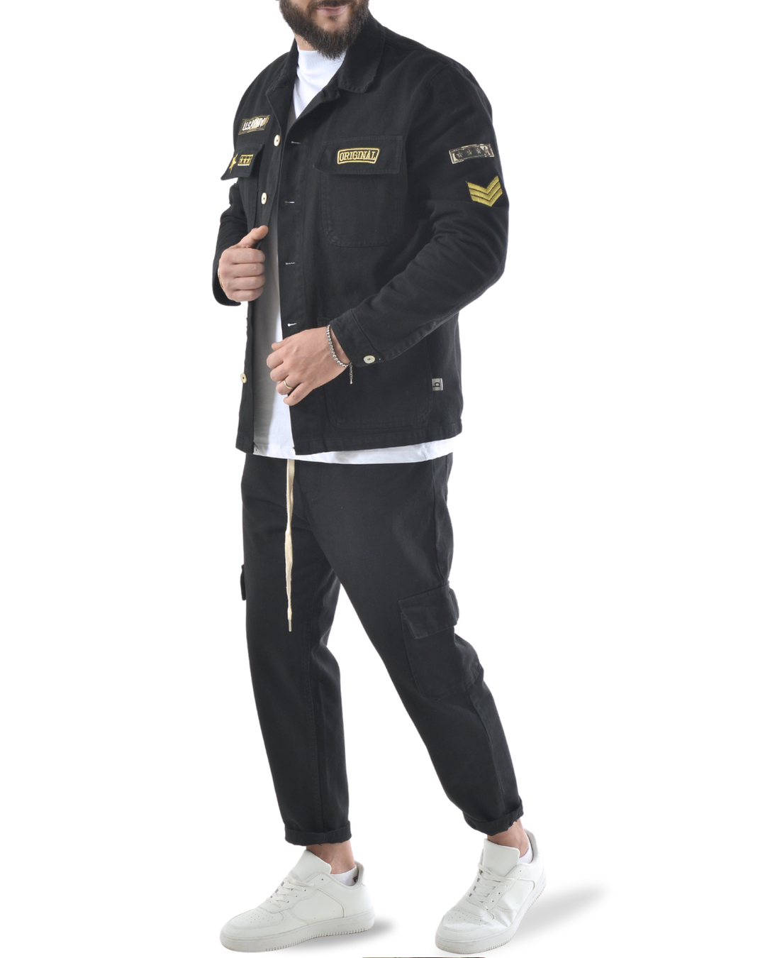 Completo camicione e pantalaccio con tascone u.s. army nero