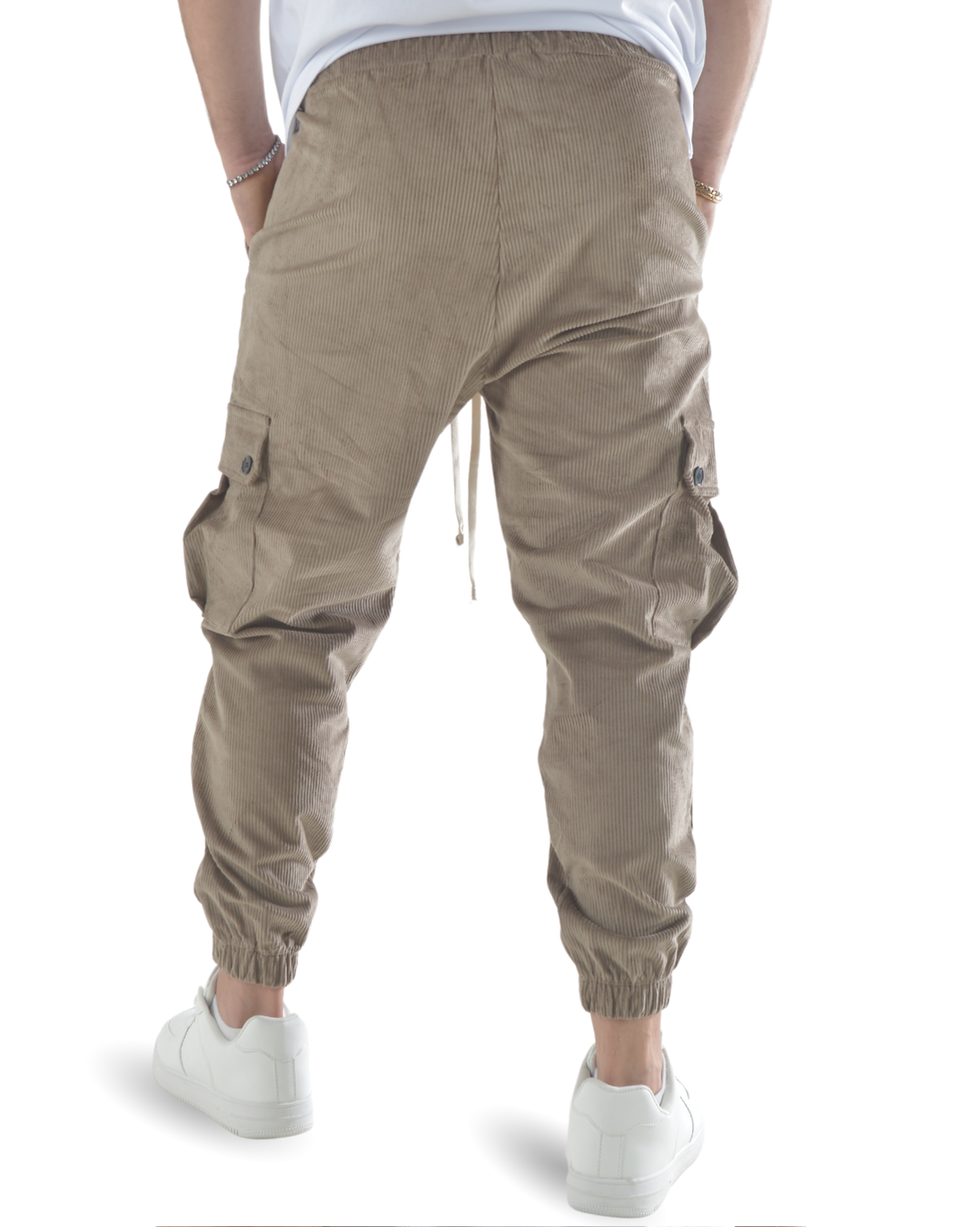 Pantalaccio cargo a costine vellutato marrone chiaro art 9151