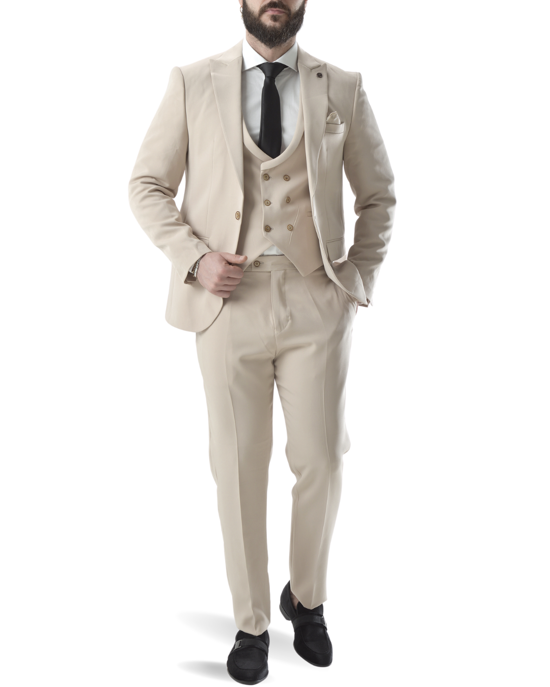 Abito completo giacca pantalone e gilet beige monaco