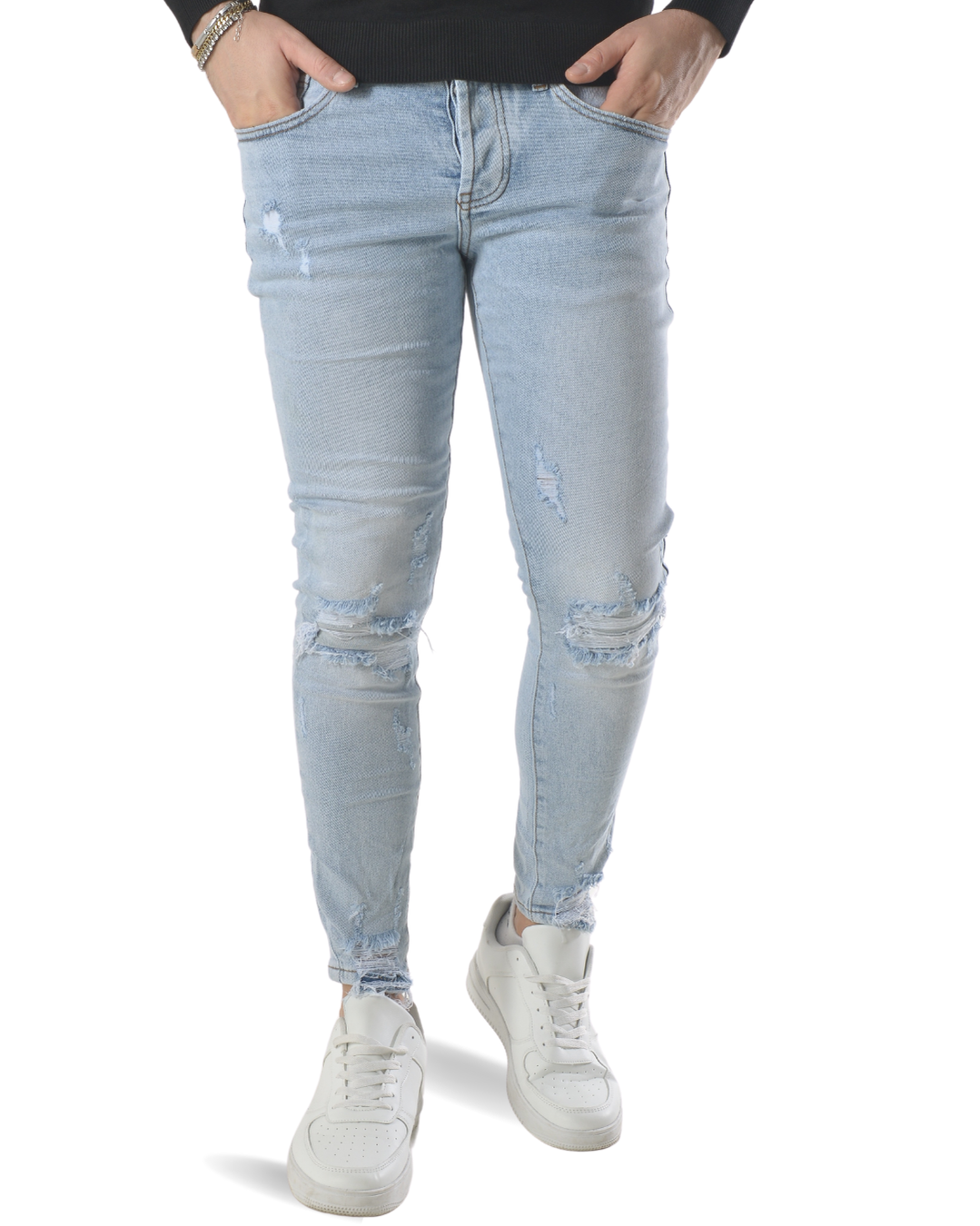 Jeans slim fit art jc7017-b color denim chiaro con rotture