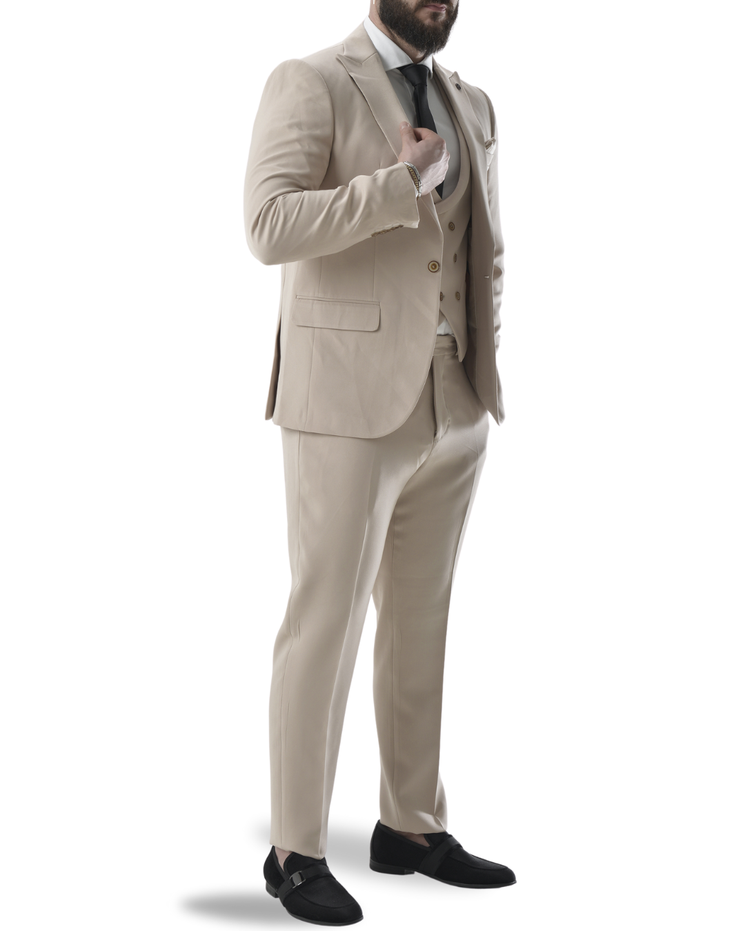 Abito completo giacca pantalone e gilet beige monaco