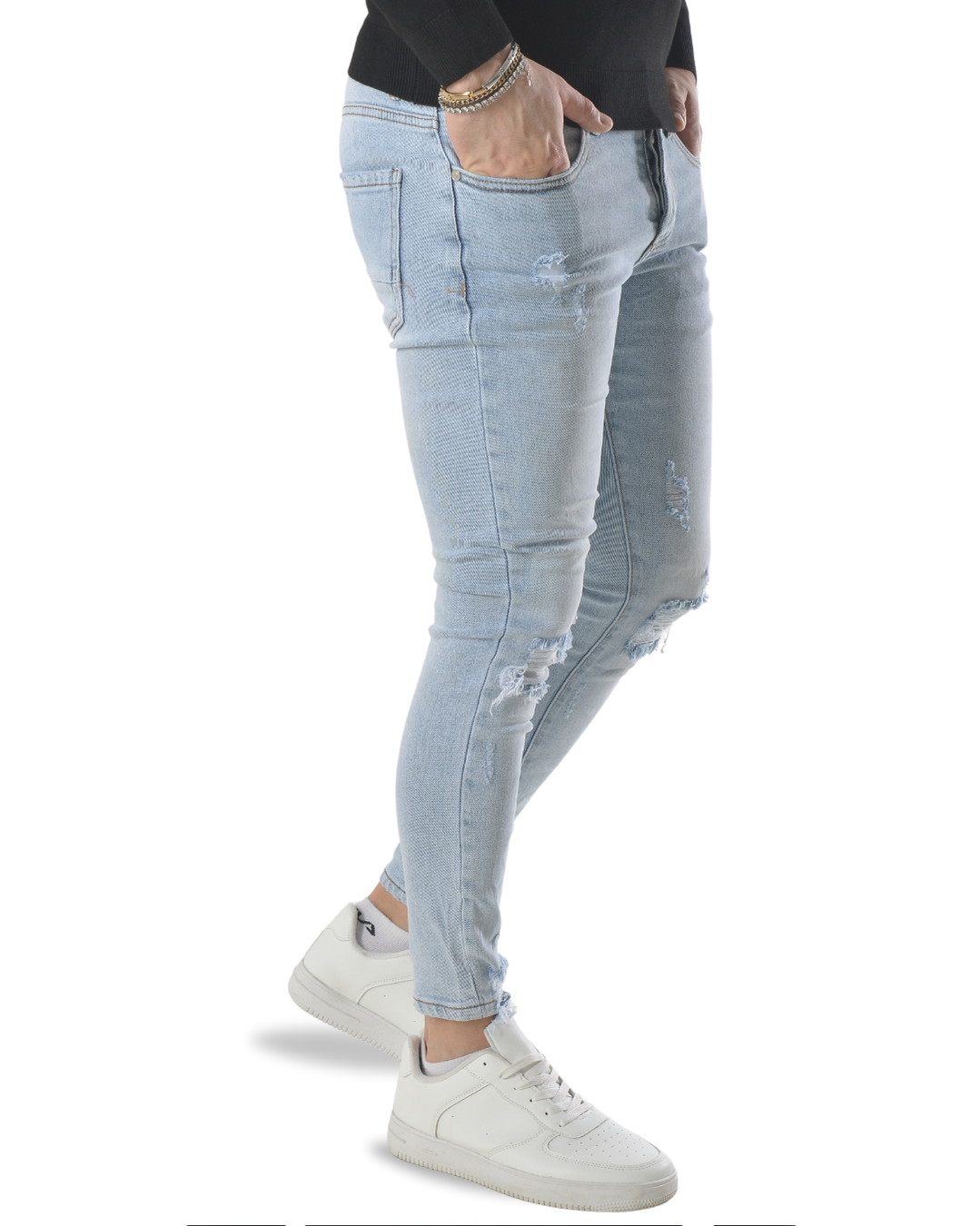 Jeans slim fit art jc7017-b color denim chiaro con rotture