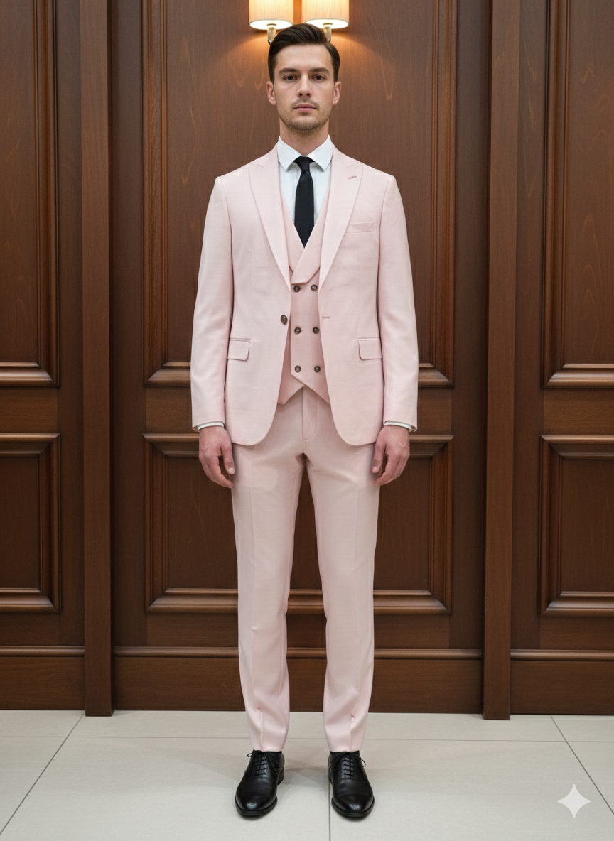 Abito completo elegante con gilet art brh805 rosa