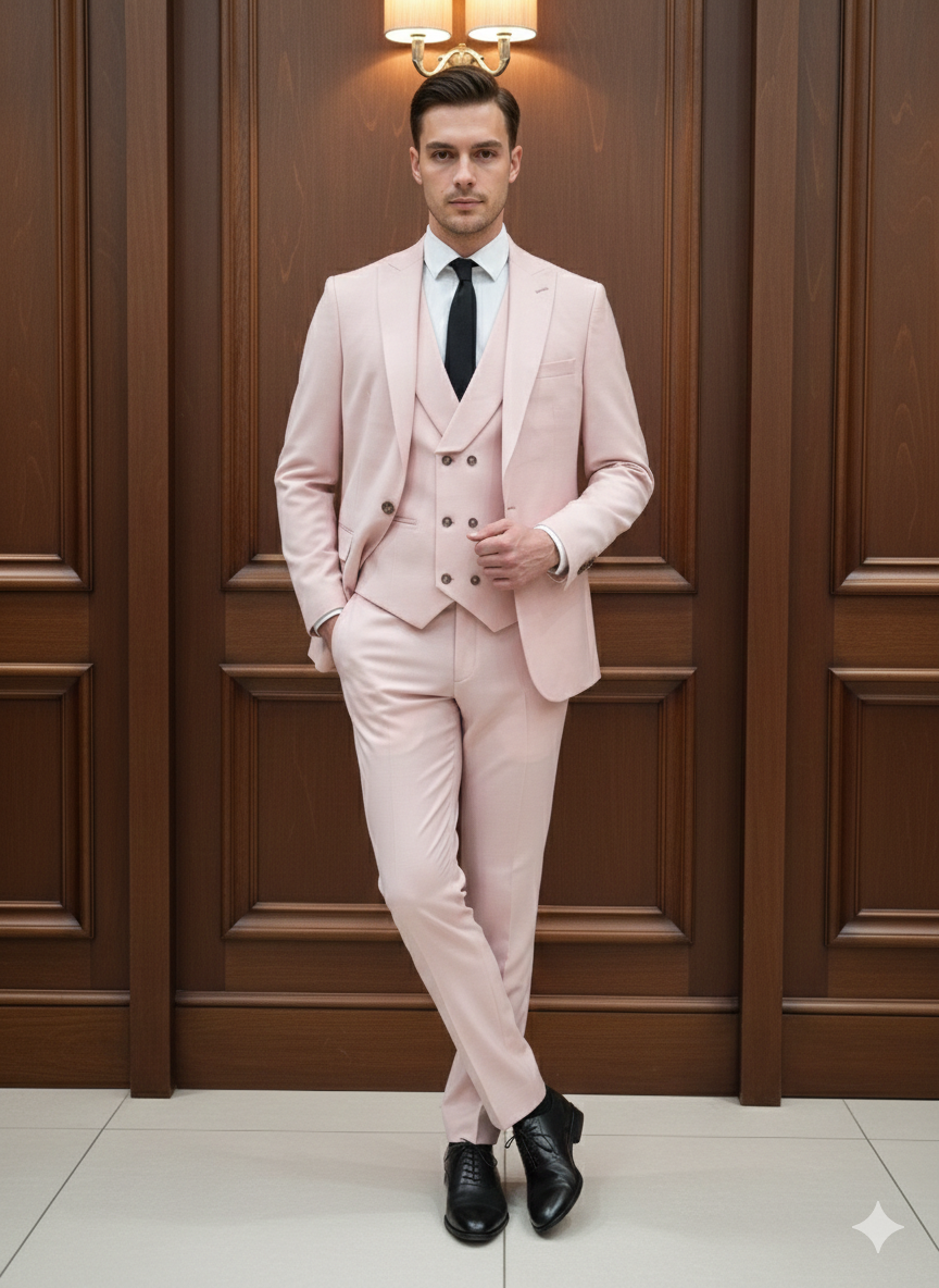 Abito completo elegante con gilet art brh805 rosa