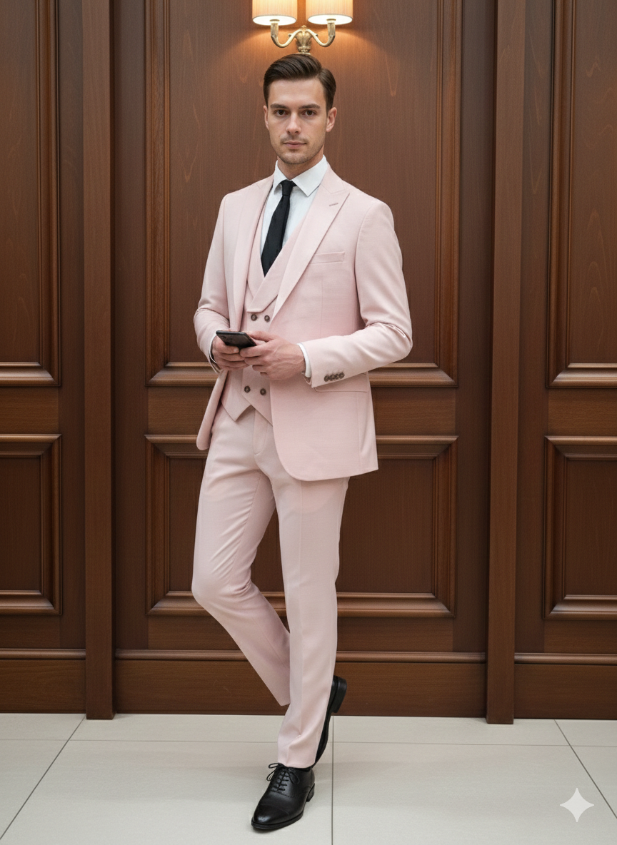 Abito completo elegante con gilet art brh805 rosa