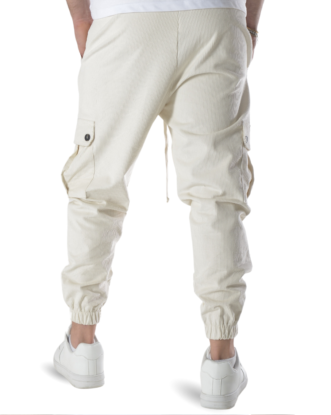 Pantalaccio cargo a costine vellutato art 9151 bianco