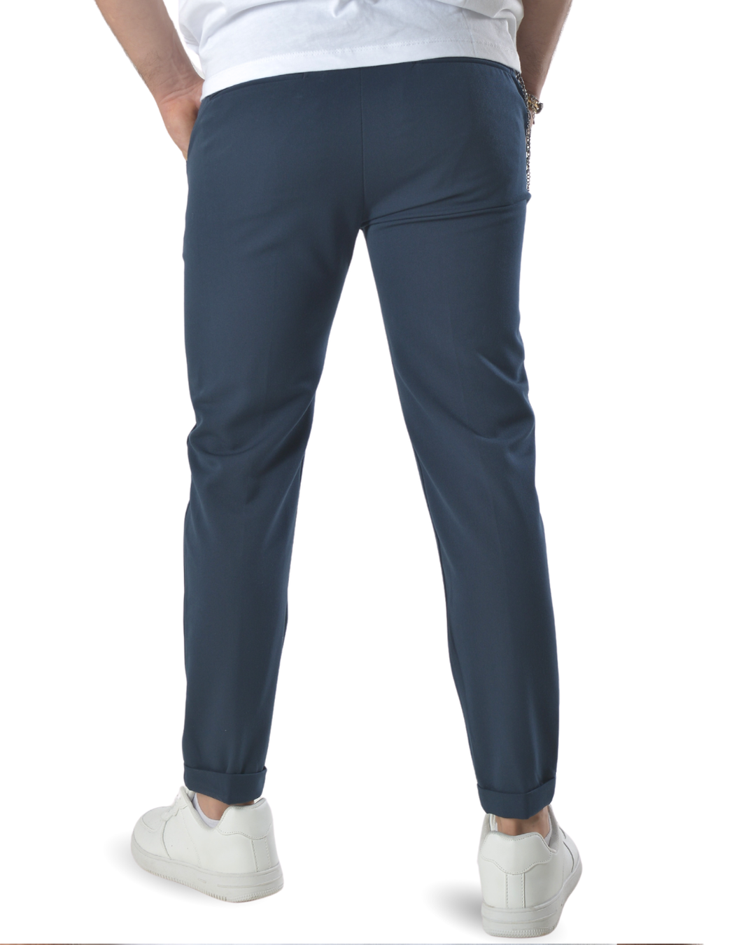 Pantalone con catenella laterale art 24101 blu scuro