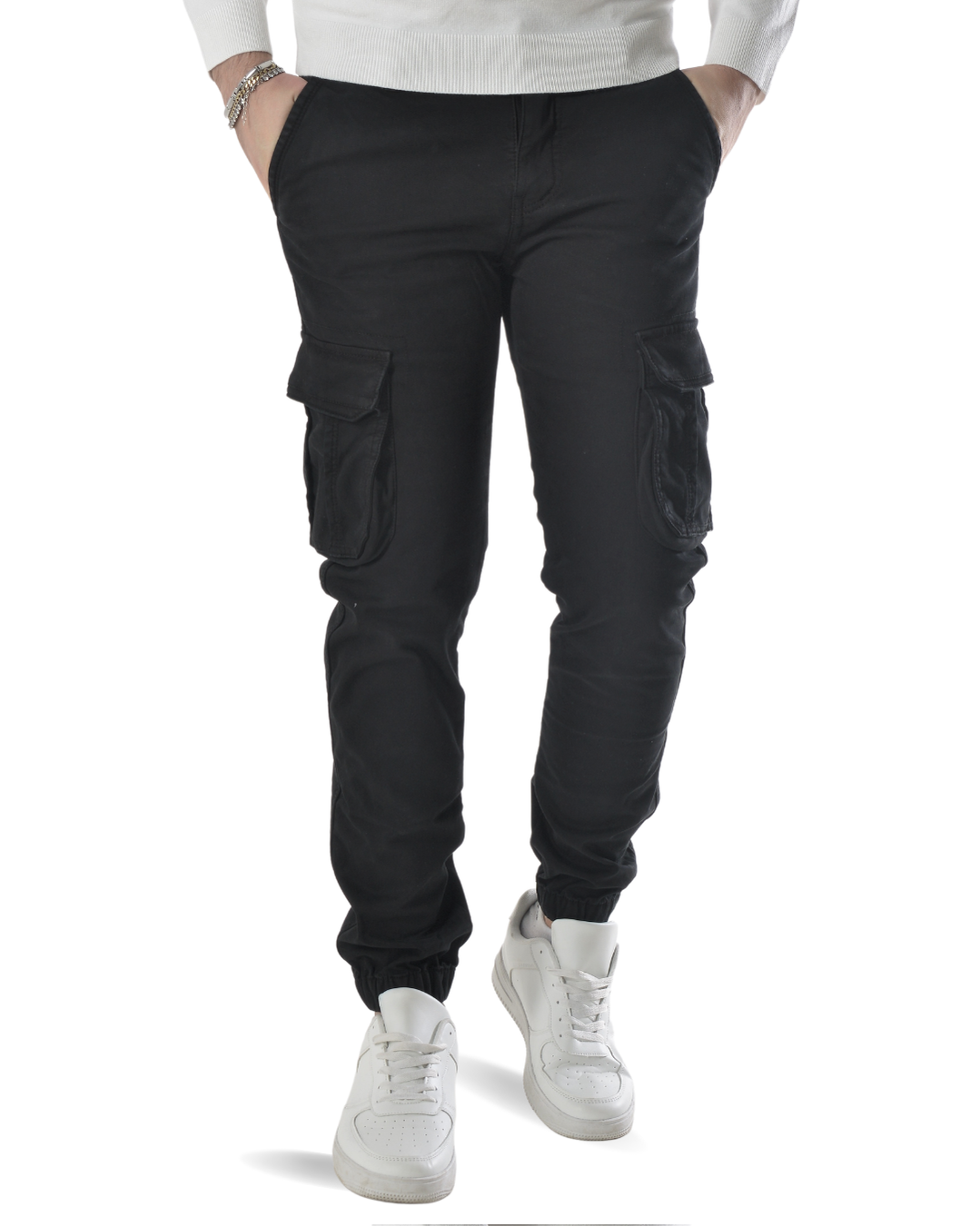 Pantalone cargo felpato internamente art. J732 nero