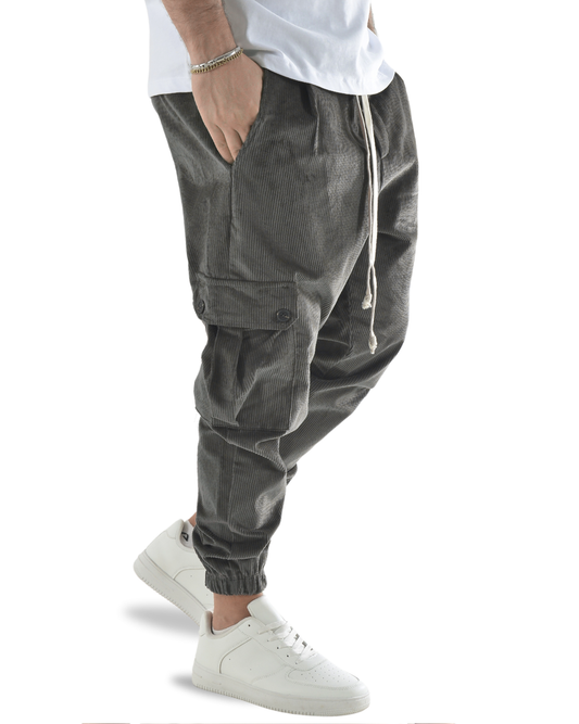 Pantalaccio cargo a costine vellutato grigio scuro art 9151