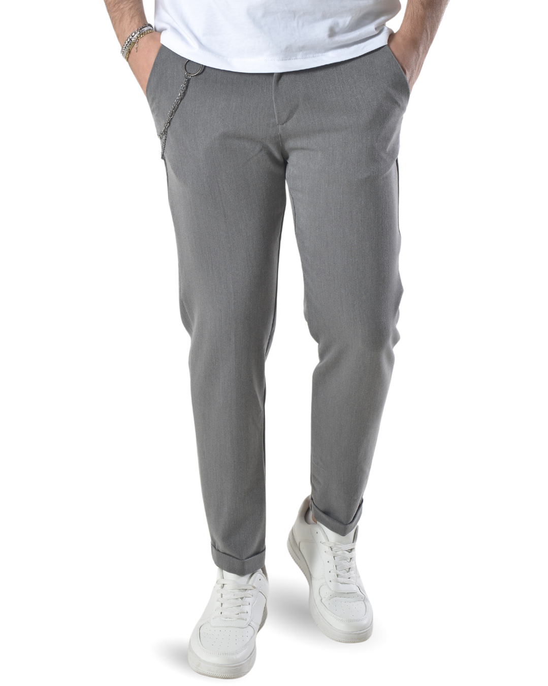 Pantalone con catenella laterale art 24010 grigio