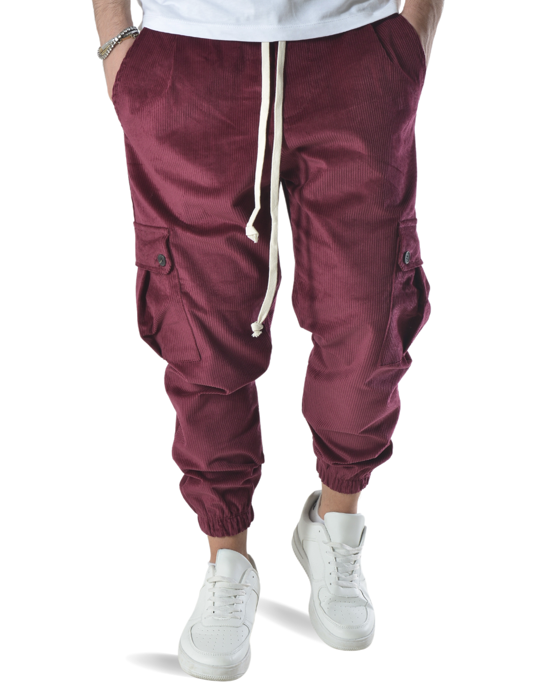 Pantalaccio cargo a costine vellutato art 9151 bordeaux